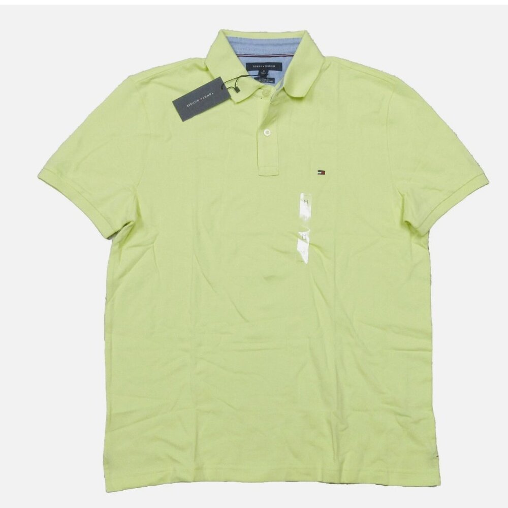 NWT Tommy Hilfiger Men's Yellow Custom Fit Short Sleeve Polo Shirt Size Small